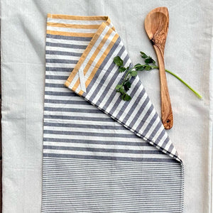 Gray with Yellow Stripes Kitchen Towels - Set of 2