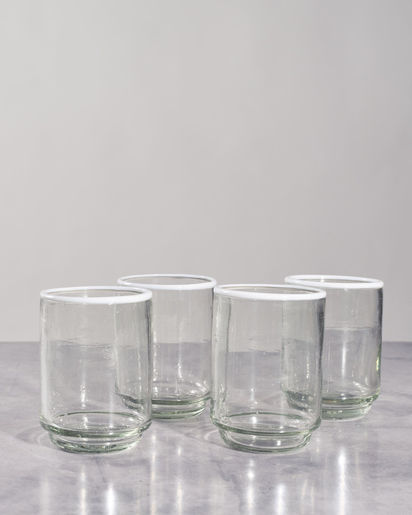 Med White Rim Stacking Glass