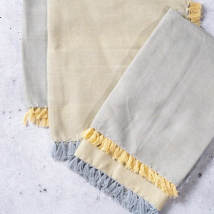 Double-Sided Fringe Cotton Napkins in Black and Silver