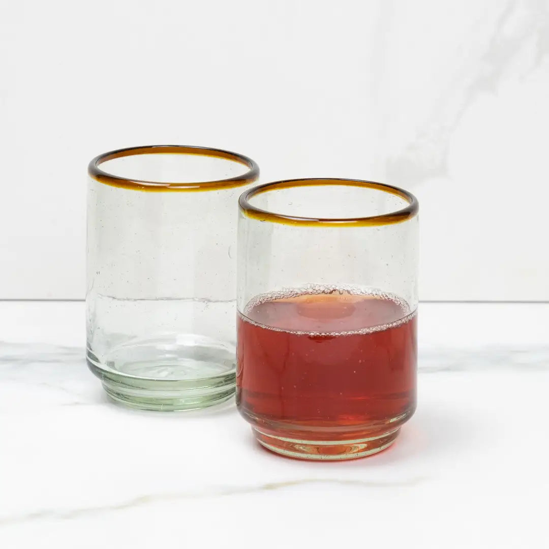 Med Amber Rim Stacking Drinking Glass