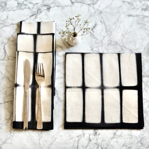 Rectangle Pattern Black Cotton Napkins Napkins TerraKlay