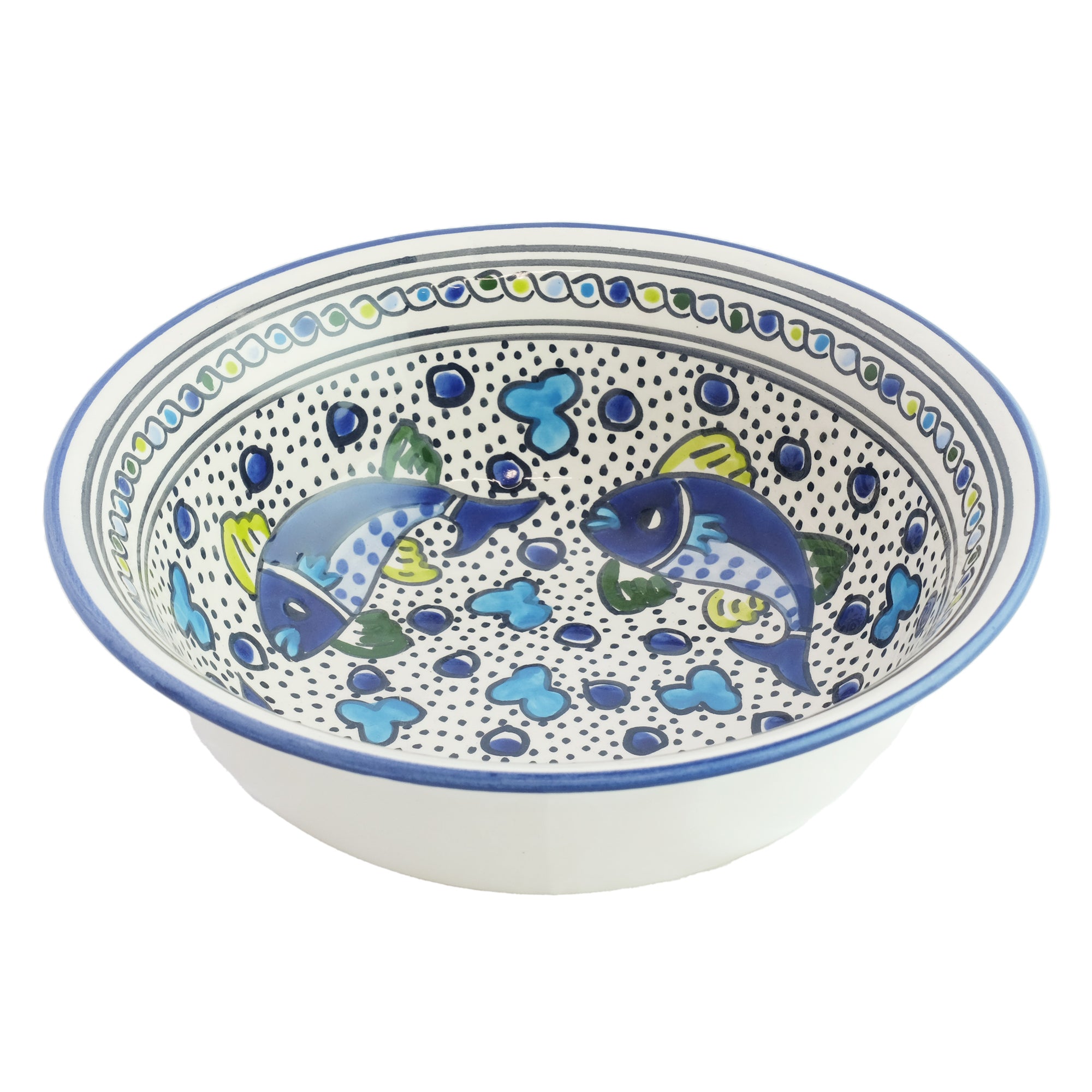 Blue Fish Med Deep Bowl 10"D