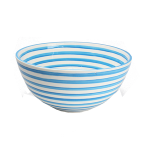 Turquoise Stripe Large Deep Bowl 12"