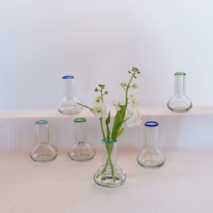 Small Blue Rim Bulb Vase