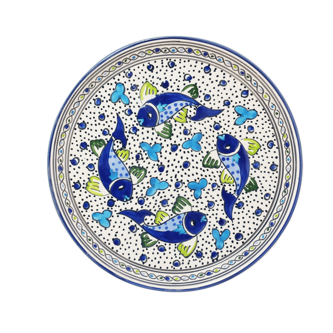 Blue Fish Dinner Plate 11"D