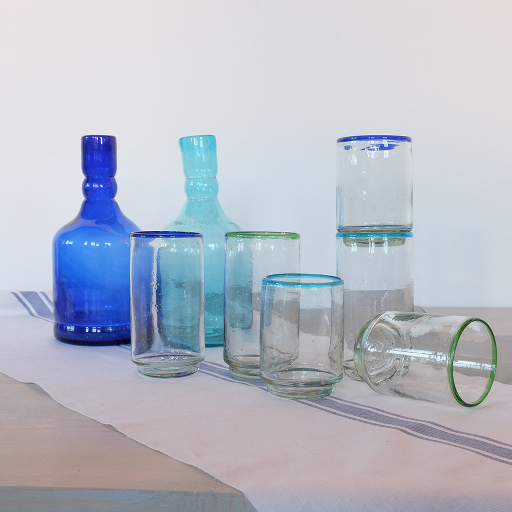 Large Blue Rim Stacking Drinking Glass