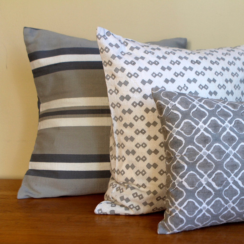 Grey Diamond Silk Pillow Cover