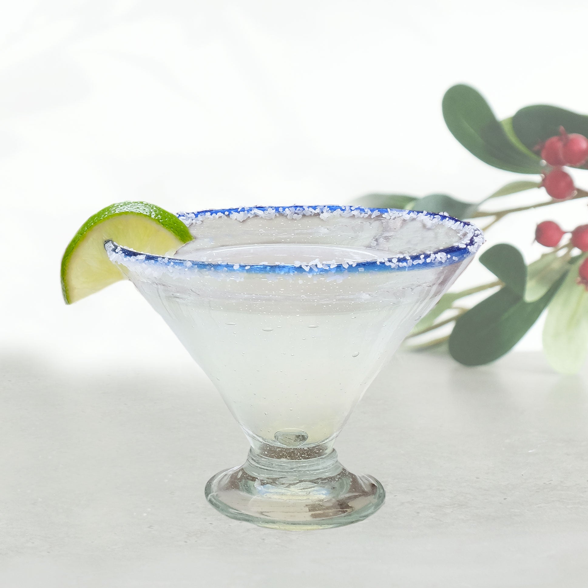 Blue Rim Margarita Glass