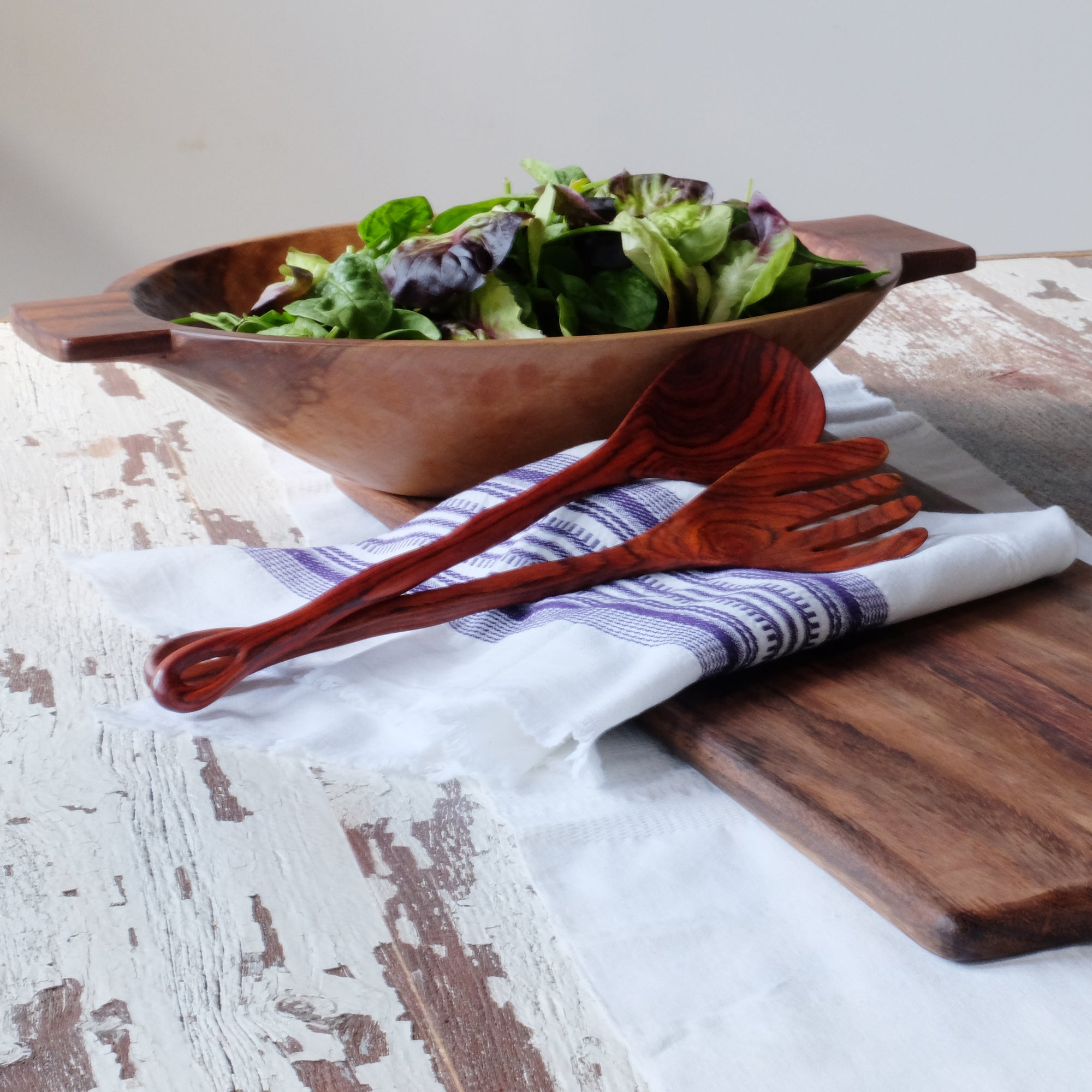 15.5" Medium Wood Bowl with Handles