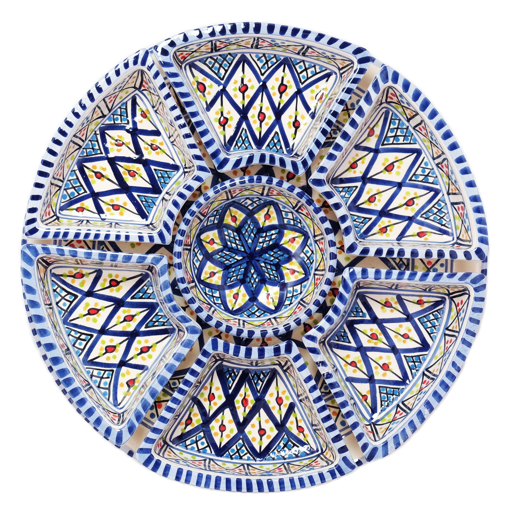 Dark Blue Rosette Tapas Ceramic Server 12"D