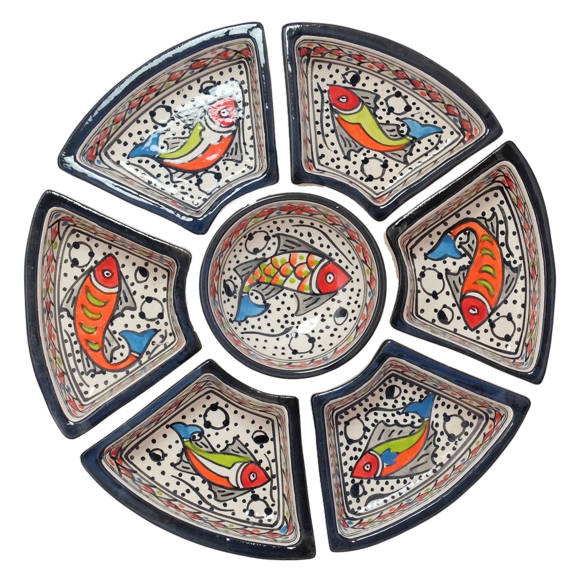 Rainbow Fish Tapas Ceramic Server 12"D