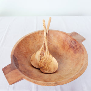 19" Large Wood Bowl with Handles