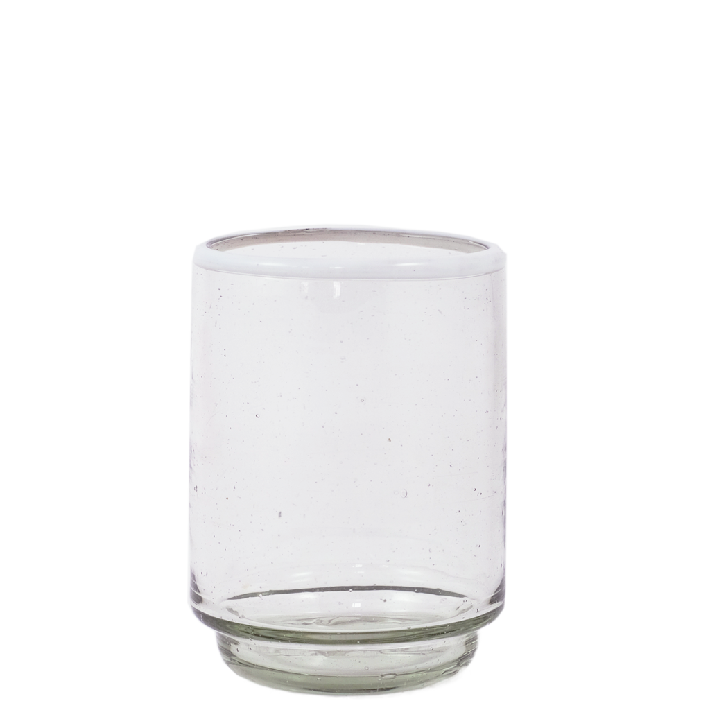 Med White Rim Stacking Glass