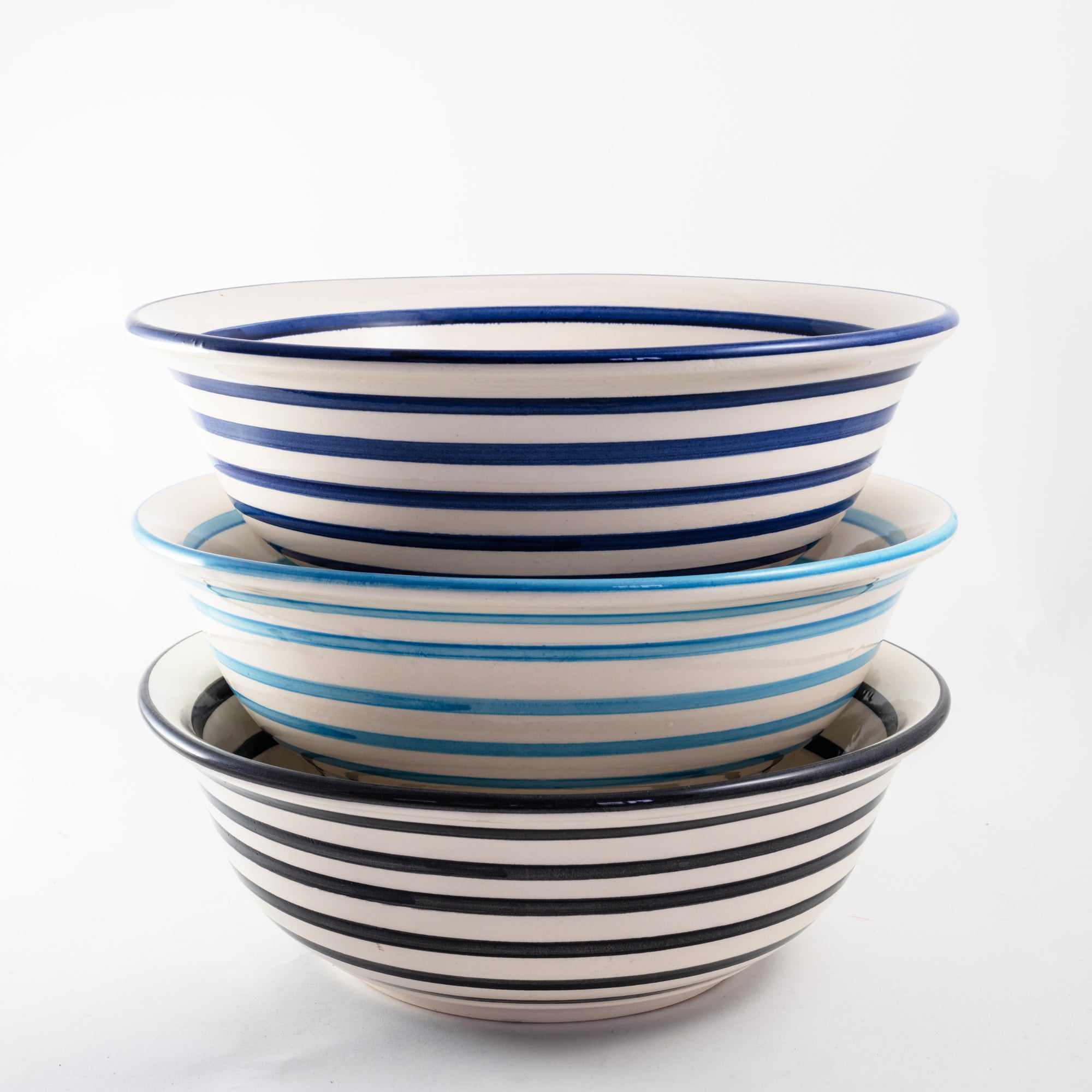 Black Stripe Med Deep Bowl 10"D