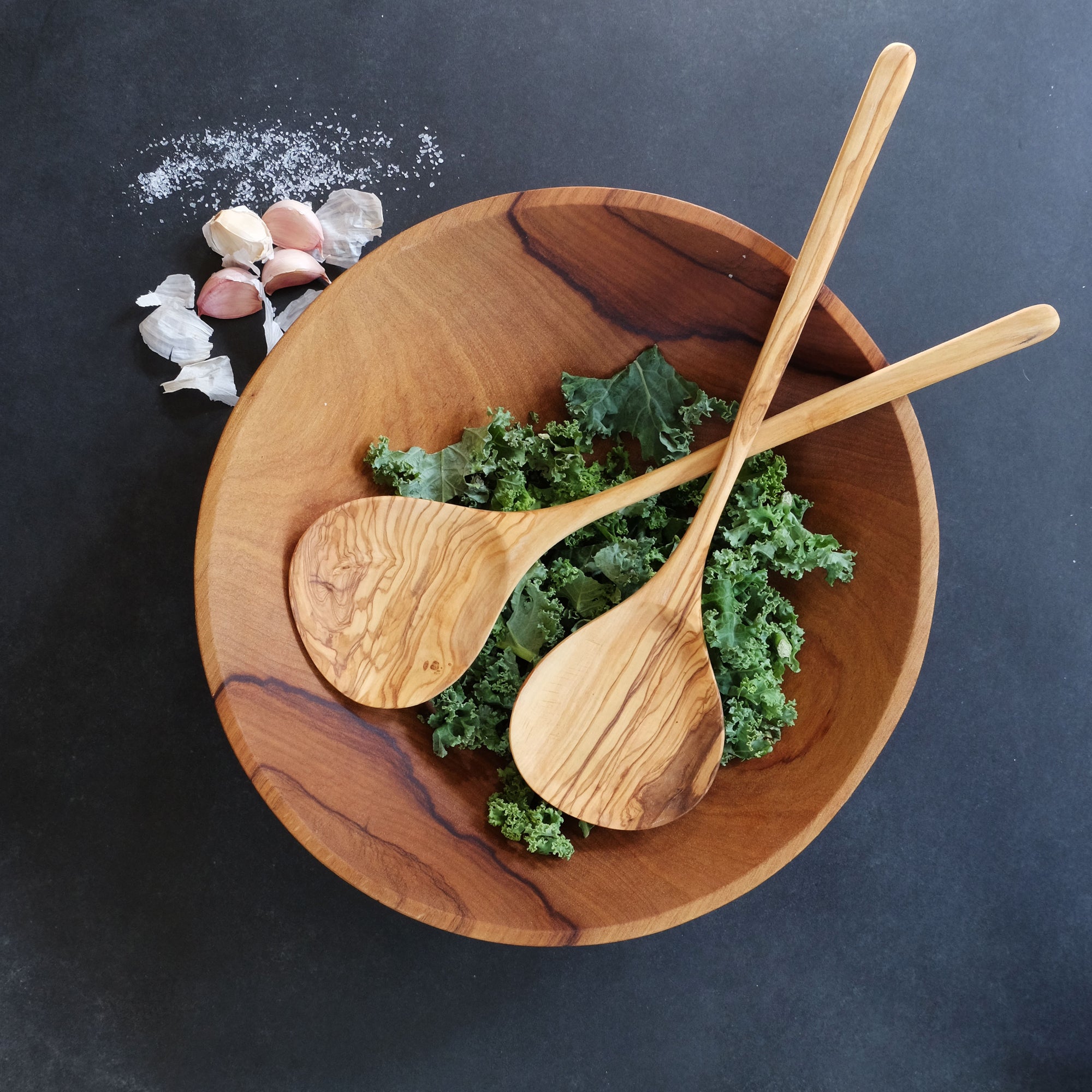 Olive Wood Simple Salad Servers