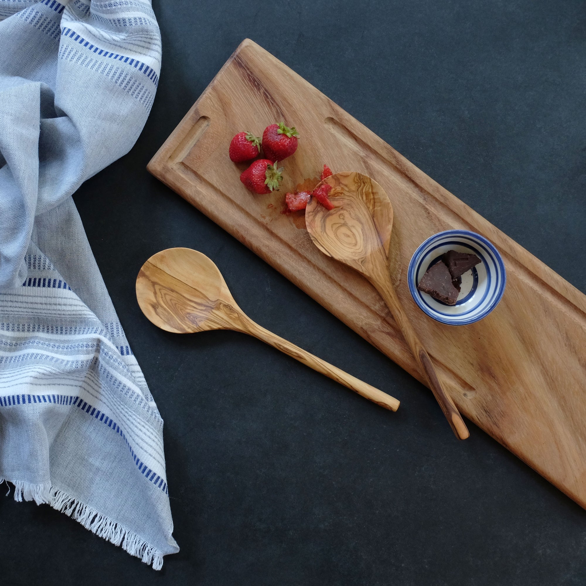 10" Olive Wood Shallow Spoon