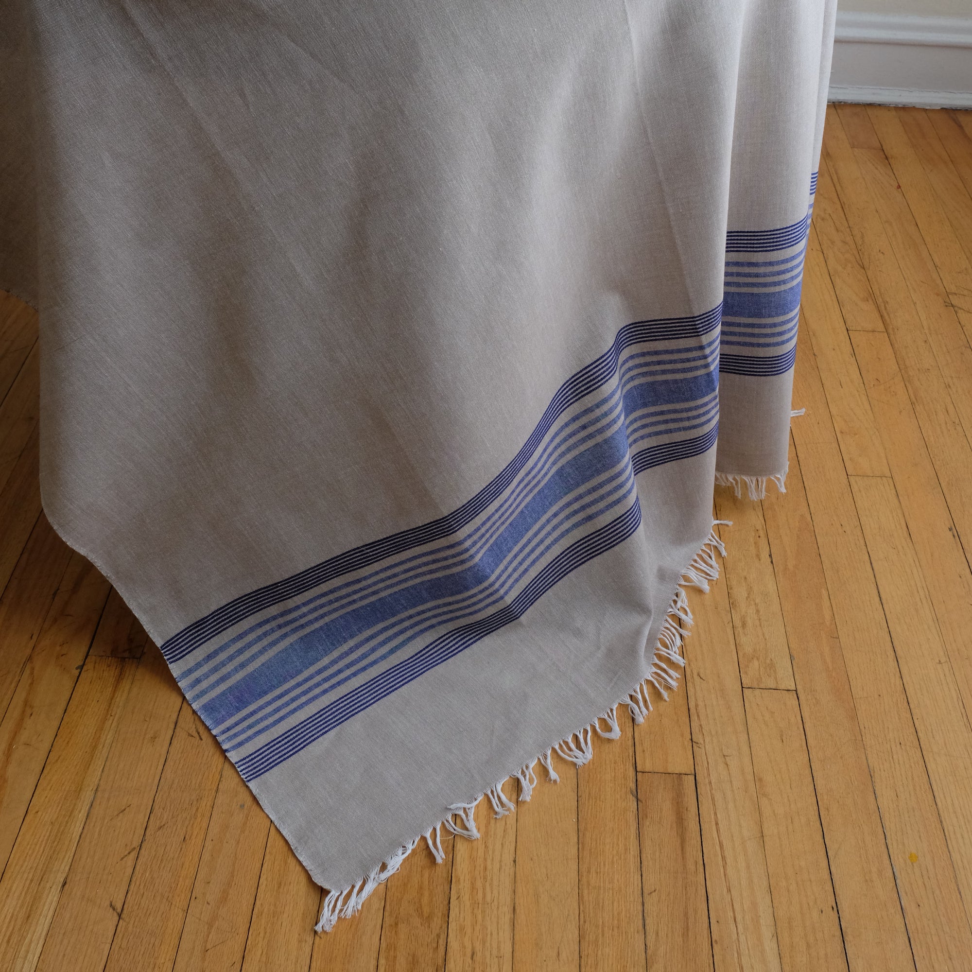 Wheat with Blue Stripes Tablecloth