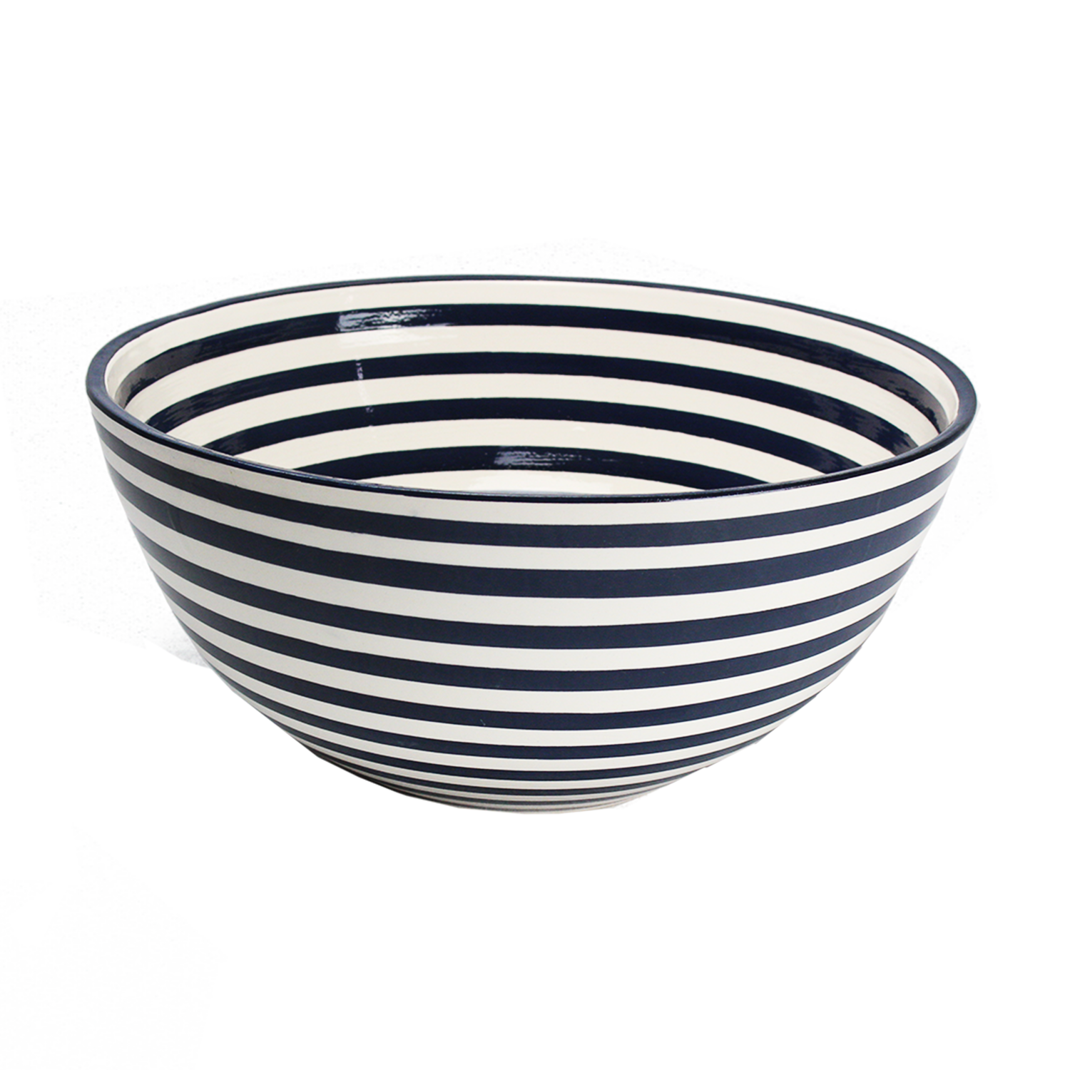 Black Stripe Large Deep Bowl 12"