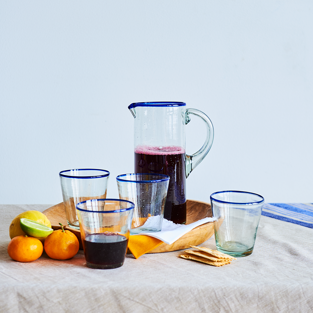 Blue Rim Pitcher